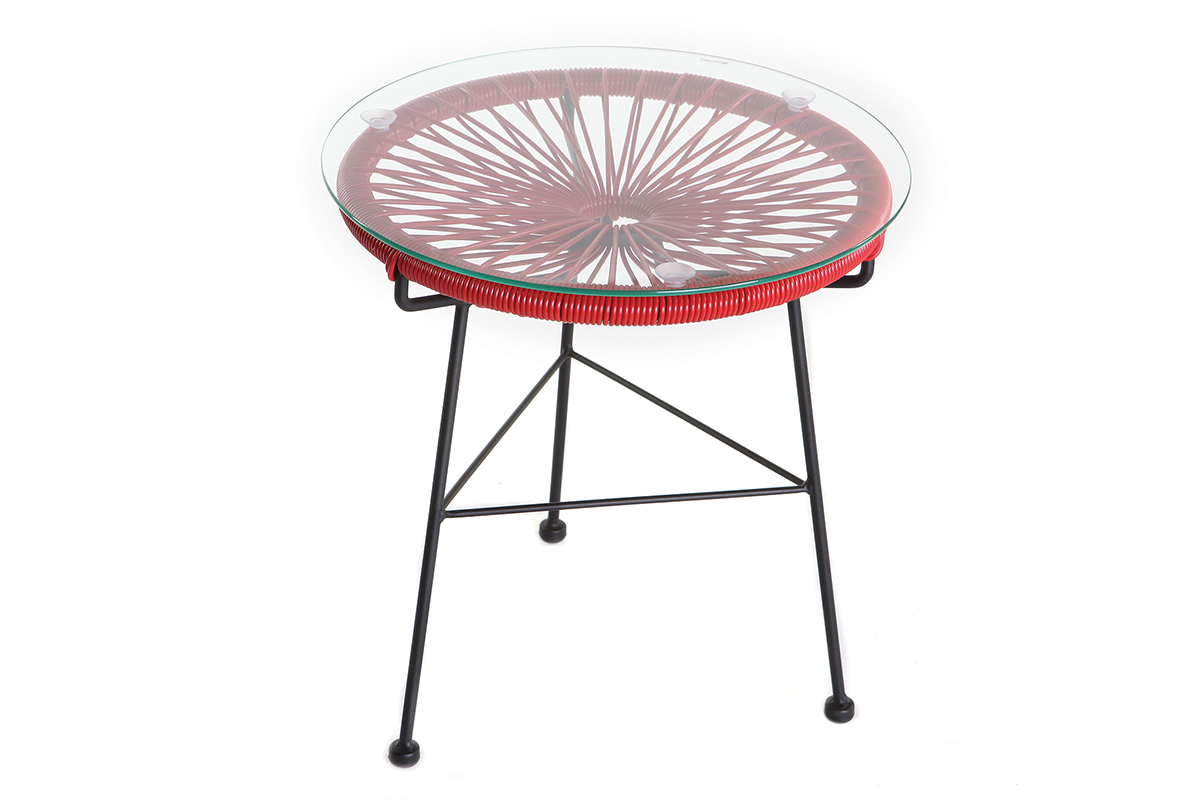 Mesa auxiliar de jardn hilo de resina roja BELLAVISTA