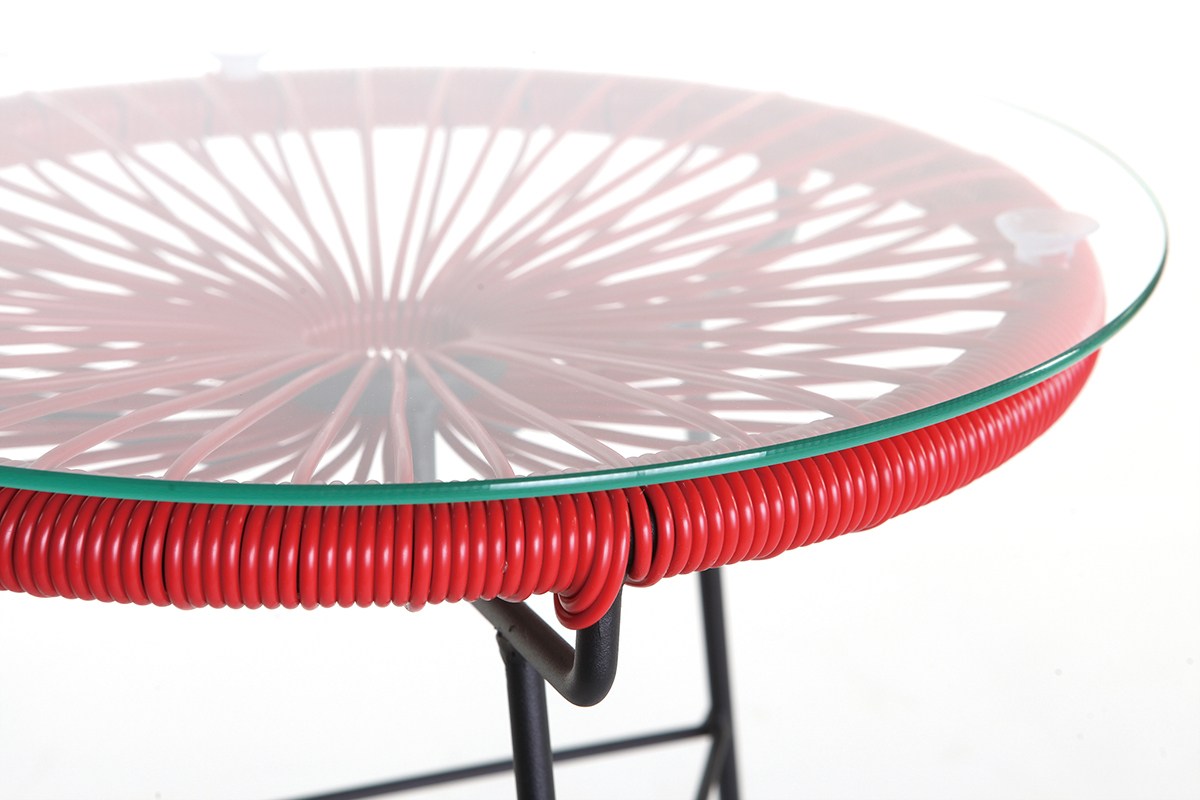 Mesa auxiliar de jardn hilo de resina roja BELLAVISTA