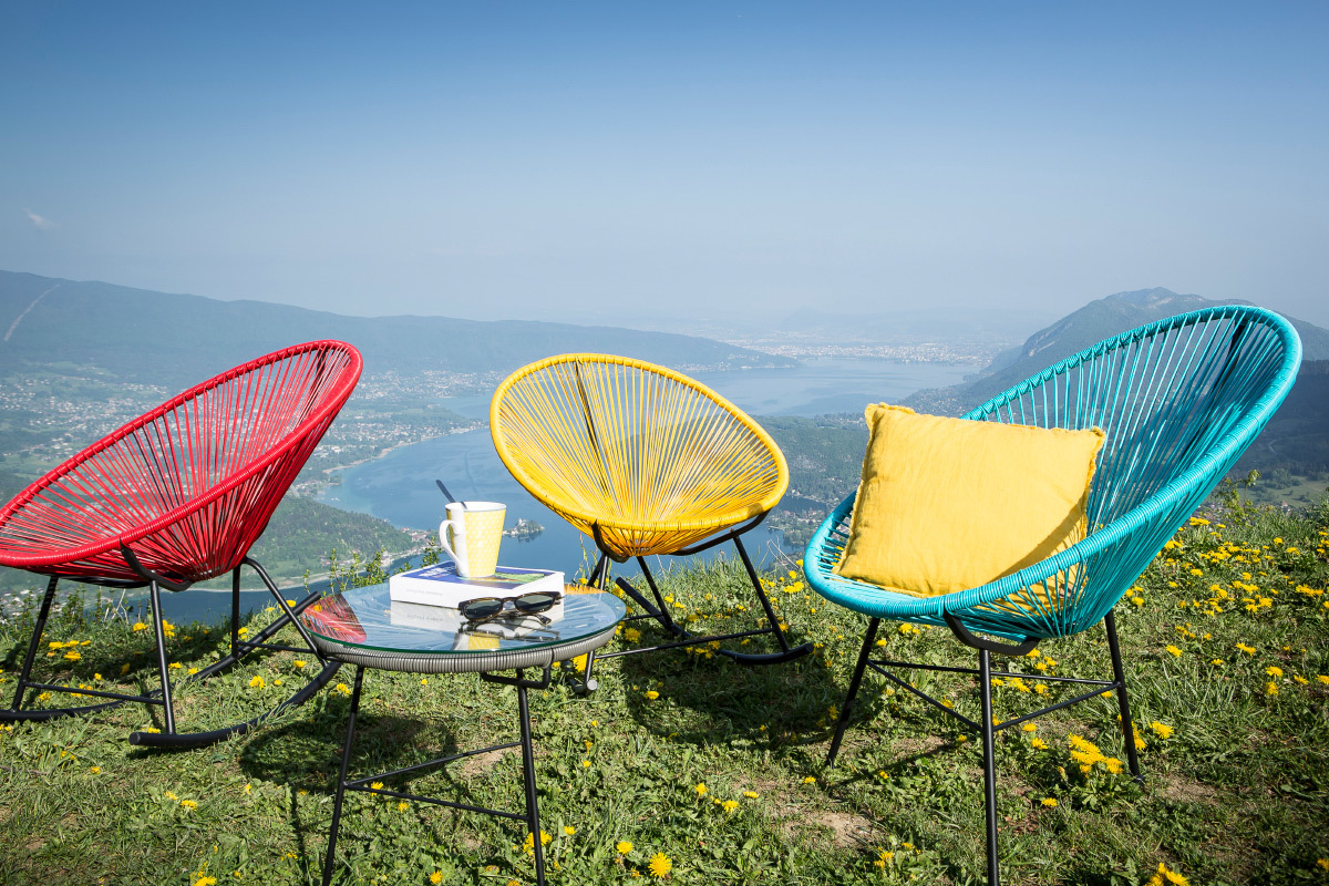 Mesa auxiliar de jard�n hilo de resina turquesa BELLAVISTA