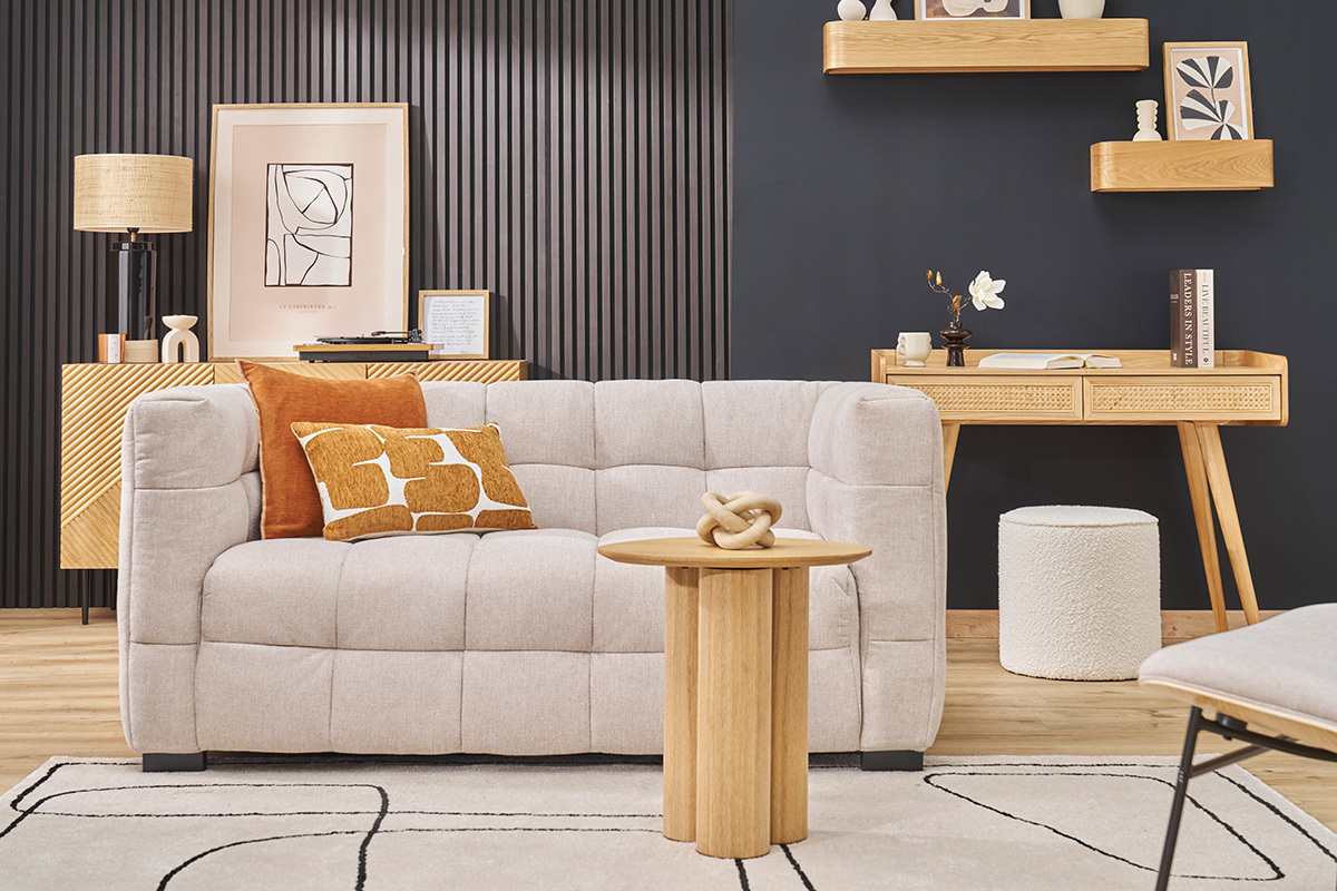 Mesa auxiliar de madera clara HOLLEN