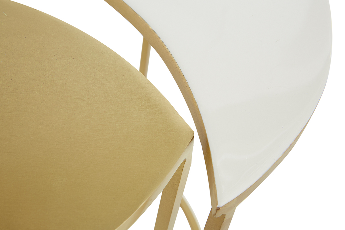 Mesa auxiliar de metal lacado blanco y dorado TOSCANE