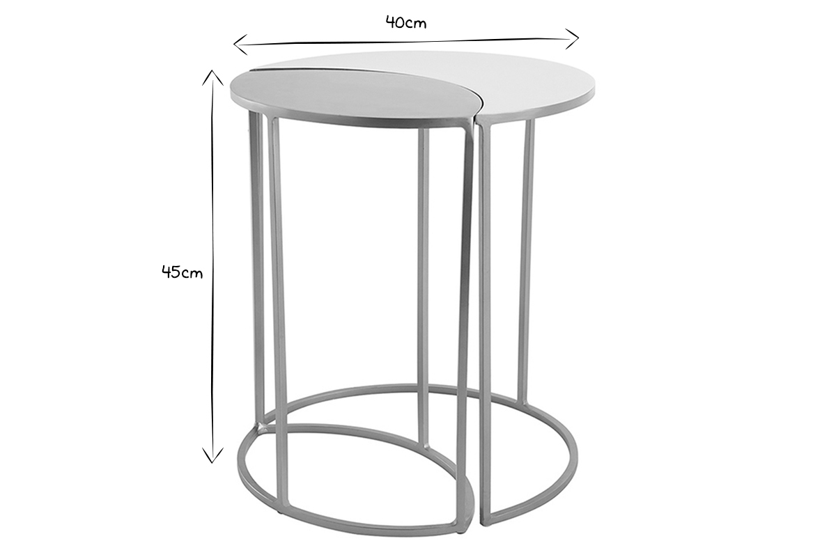 Mesa auxiliar de metal lacado blanco y dorado TOSCANE