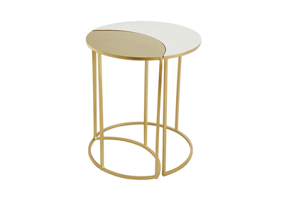 Mesa auxiliar de metal lacado blanco y dorado TOSCANE