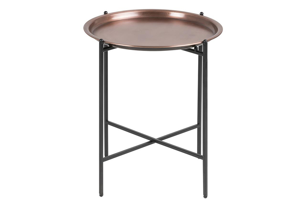 Mesa auxiliar diseo redonda metal cobre LUZ