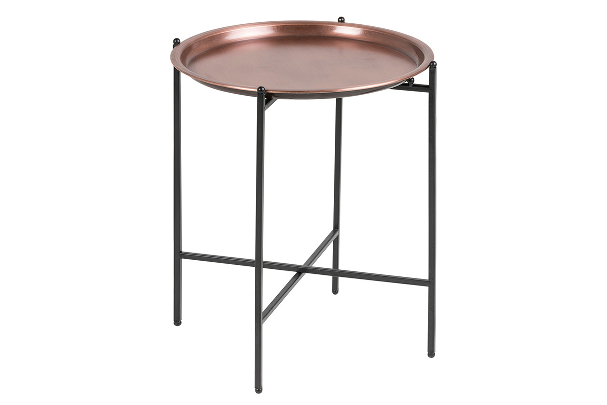 Mesa auxiliar diseo redonda metal cobre LUZ