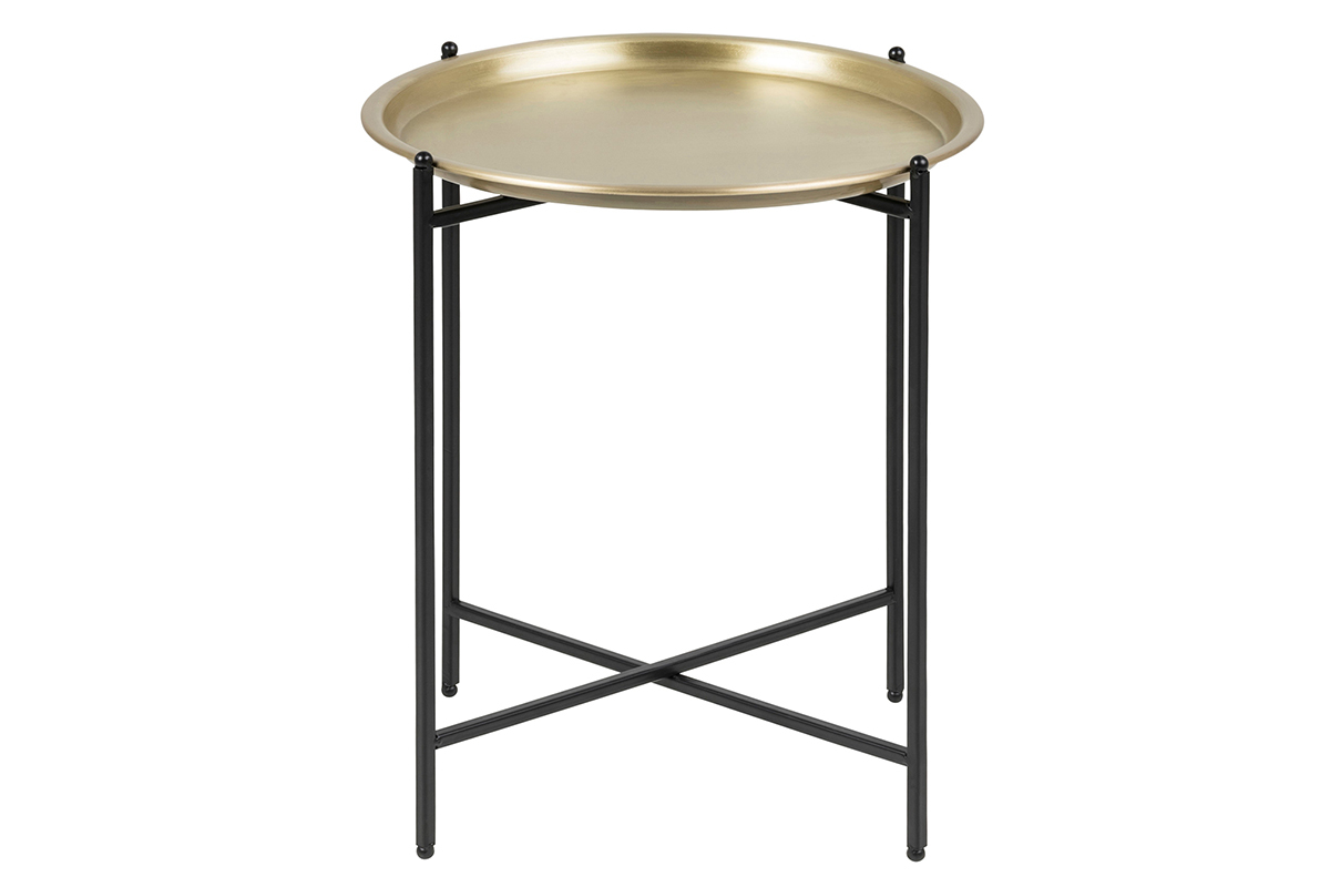 Mesa auxiliar diseo redonda metal dorado LUZ
