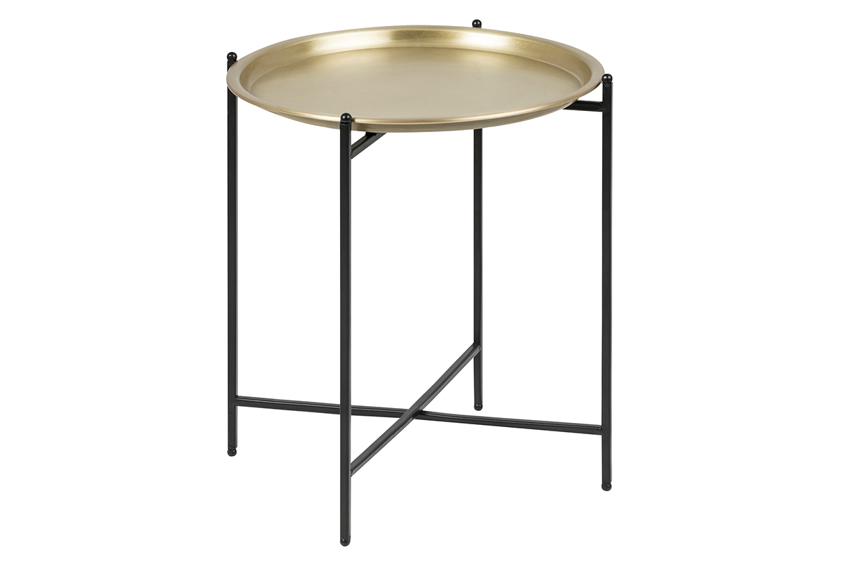 Mesa auxiliar diseo redonda metal dorado LUZ