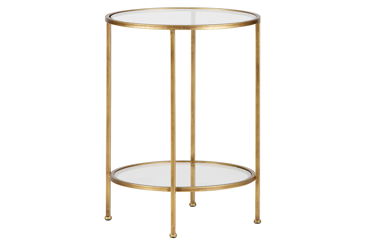 Mesa auxiliar dos tableros latn dorado PYOU