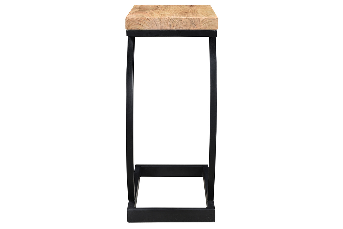 Mesa auxiliar en acacia y metal negro BREAK