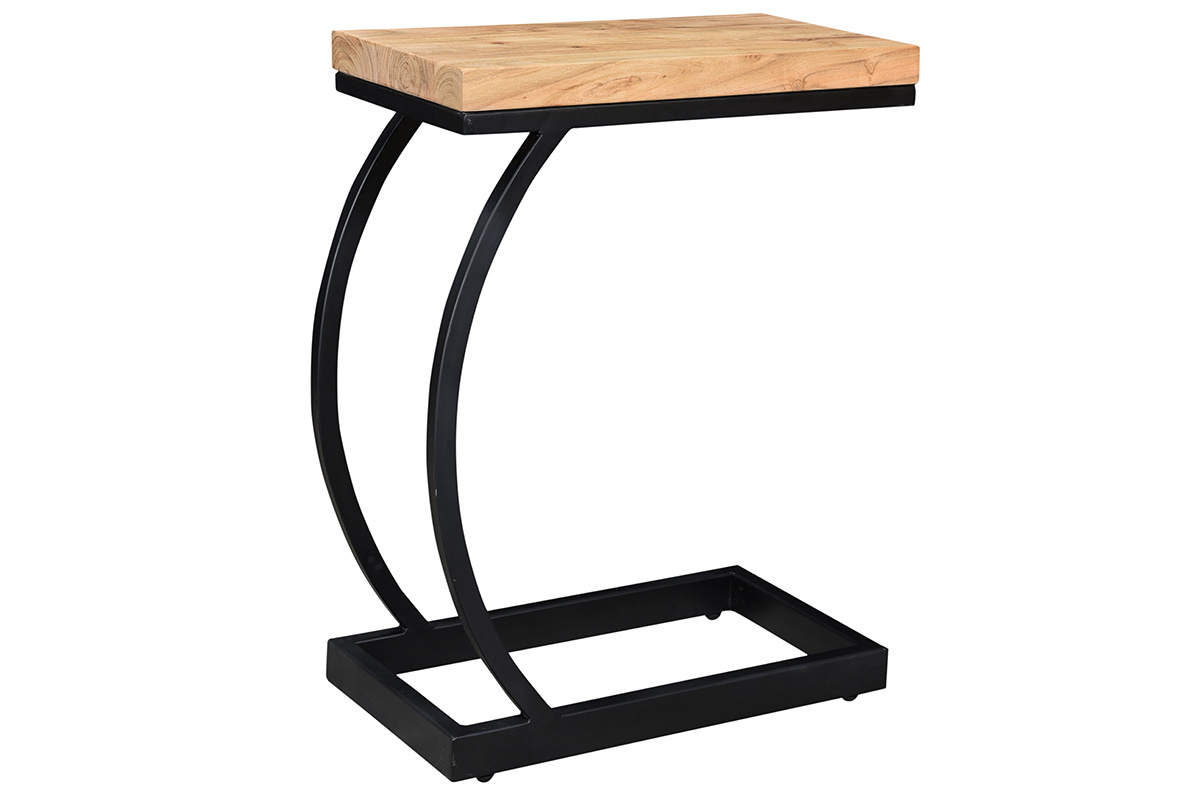 Mesa auxiliar en acacia y metal negro BREAK