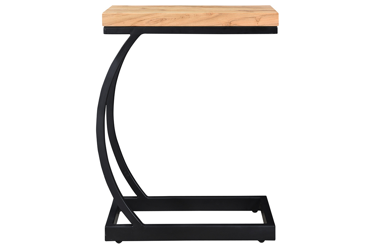 Mesa auxiliar en acacia y metal negro BREAK