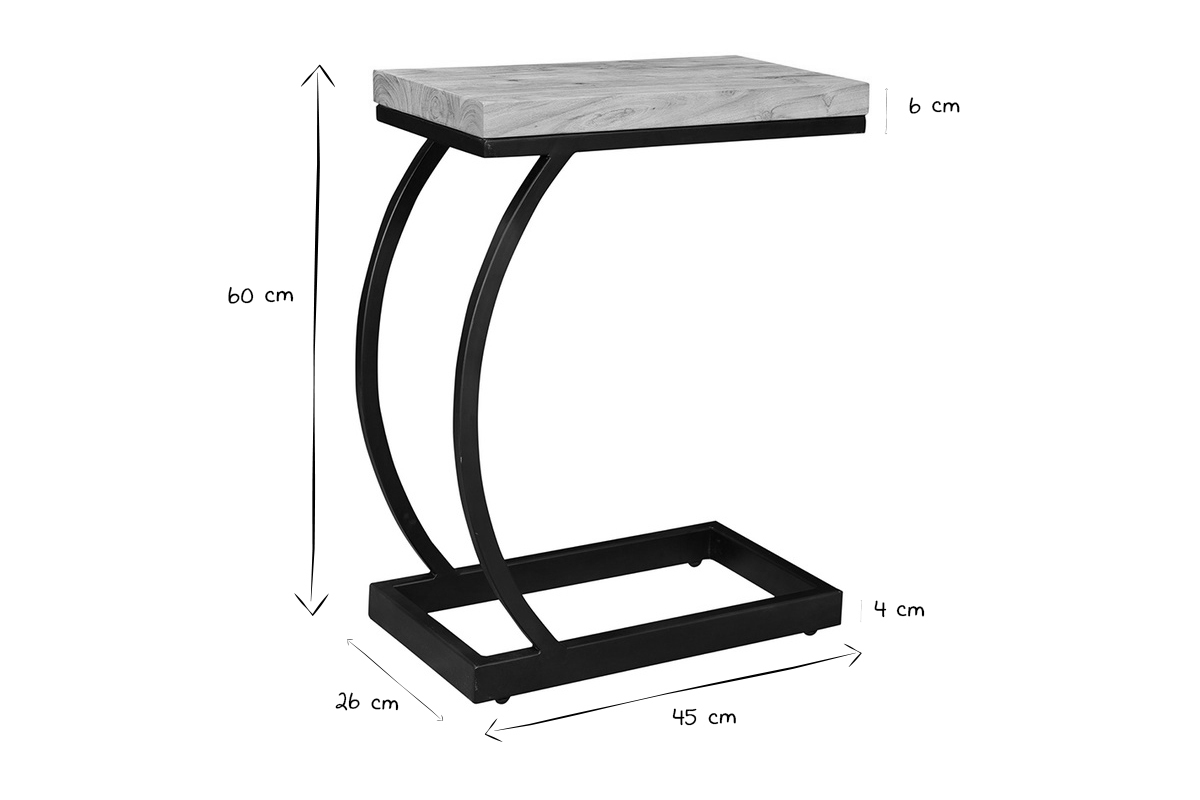 Mesa auxiliar en acacia y metal negro BREAK
