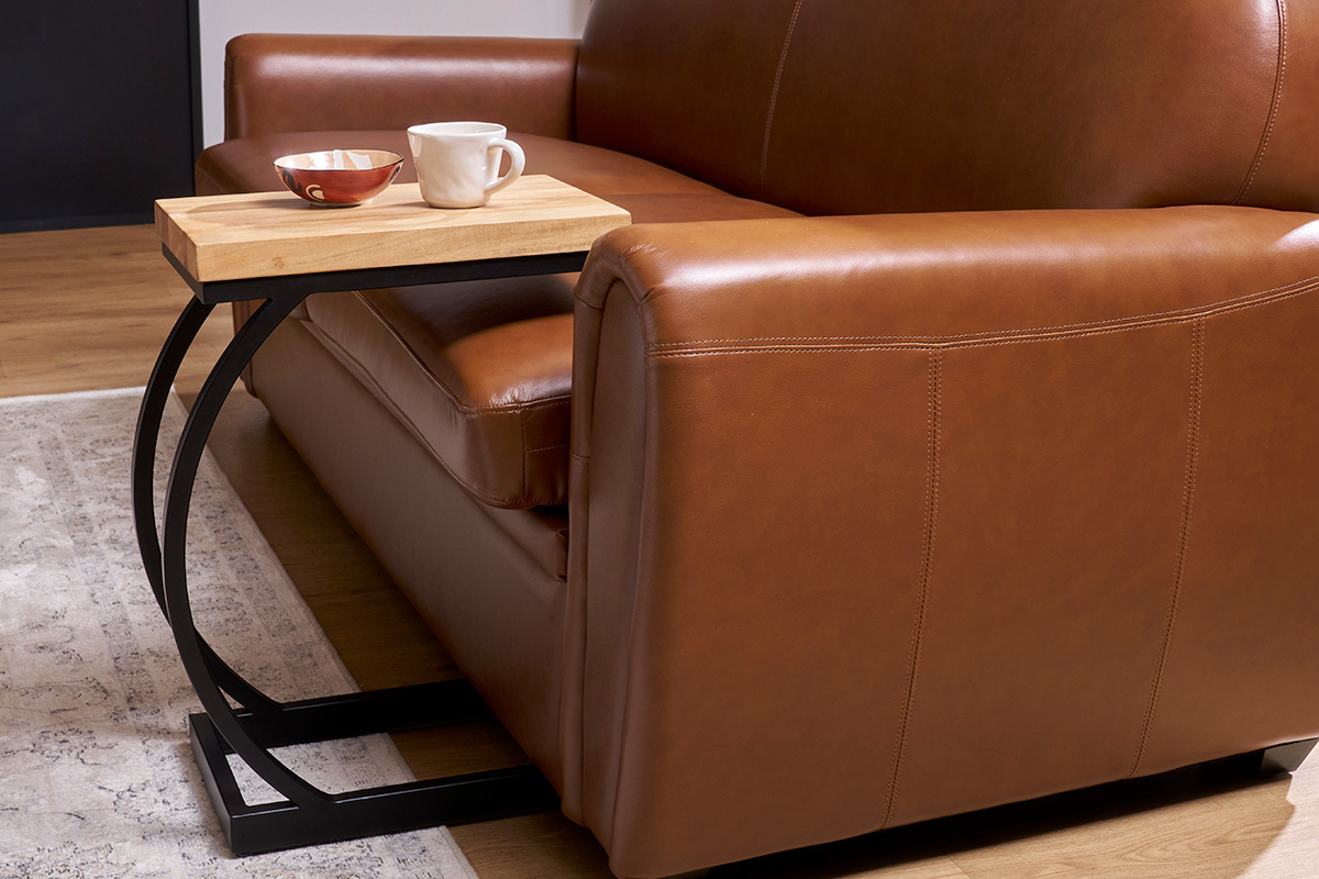 Mesa auxiliar en acacia y metal negro BREAK