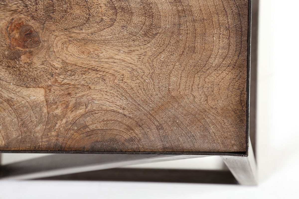 Mesa auxiliar estilo industrial de madera y metal ATELIER