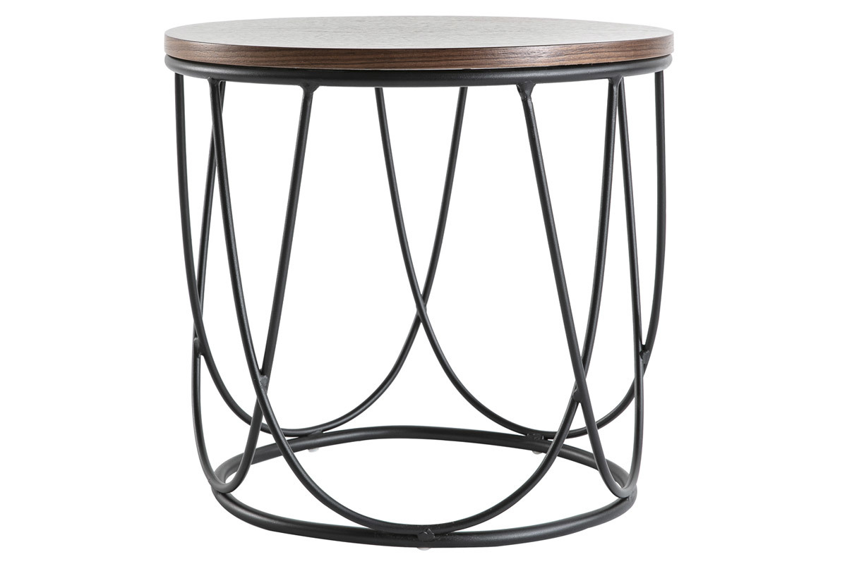 Mesa auxiliar madera oscura y metal 42 cm LACE