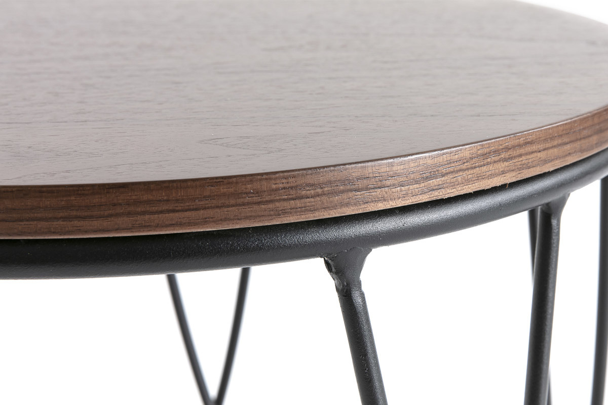 Mesa auxiliar madera oscura y metal 42 cm LACE