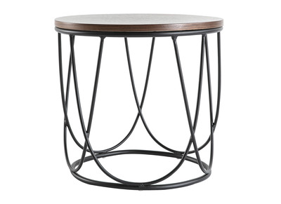 Mesa auxiliar madera oscura y metal 42 cm LACE
