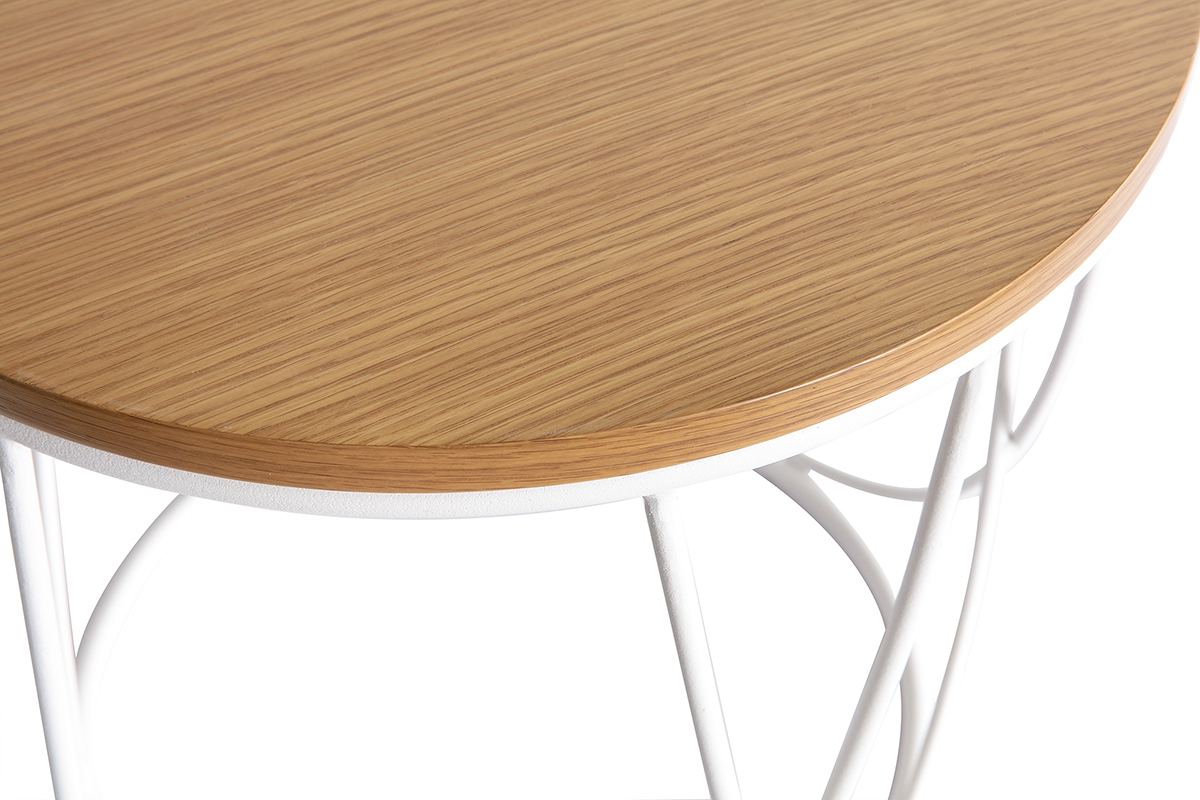 Mesa auxiliar madera y metal blanco 42 cm LACE