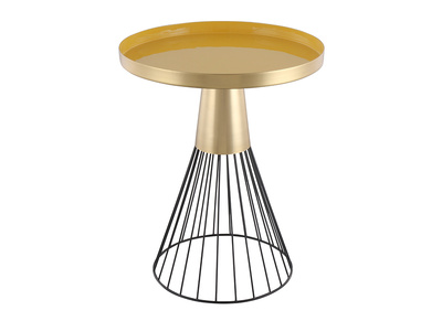 Mesa auxiliar redonda de acero lacado mostaza y dorado 41 cm diám. SPLEEN