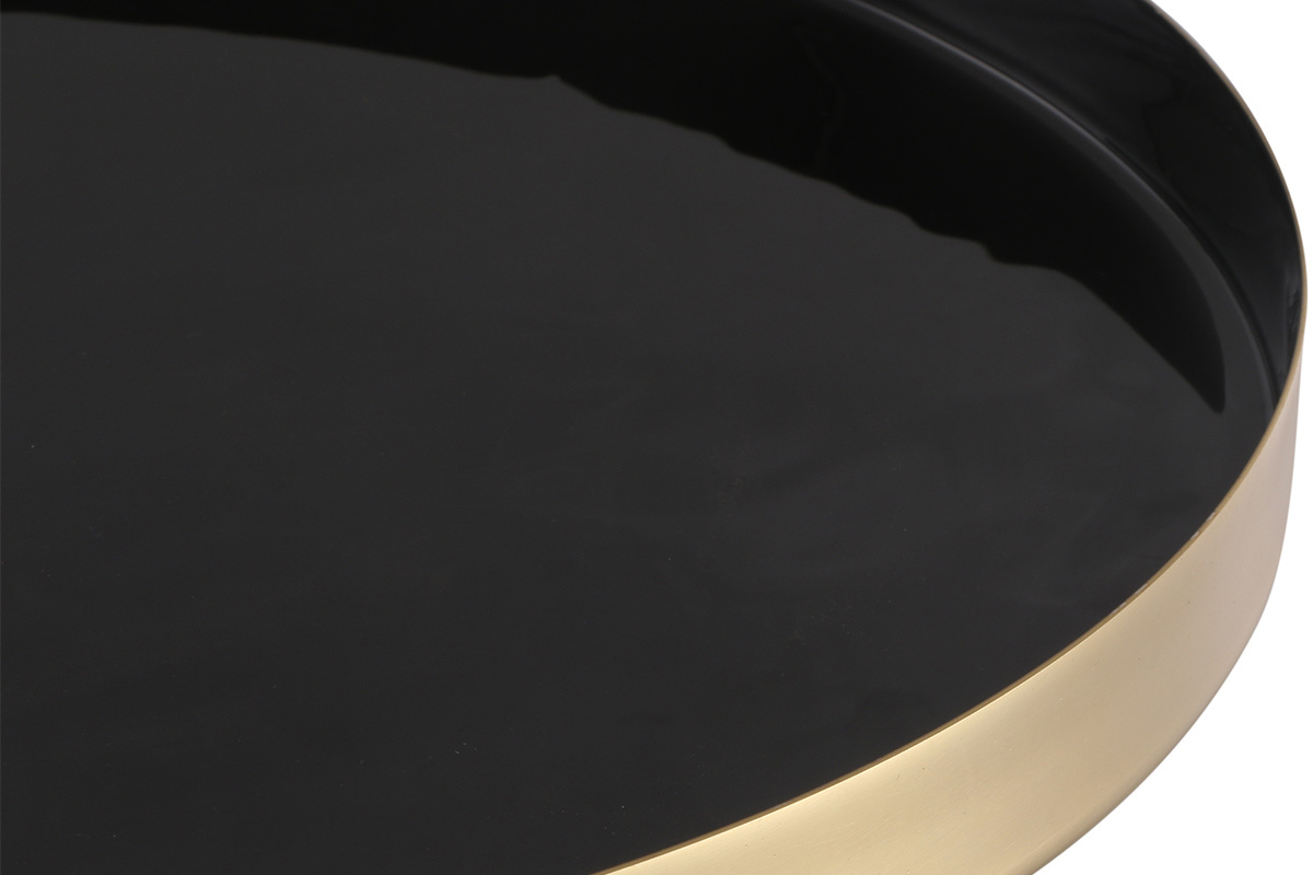 Mesa auxiliar redonda de acero lacado negro y dorado 41cm dim. SPLEEN