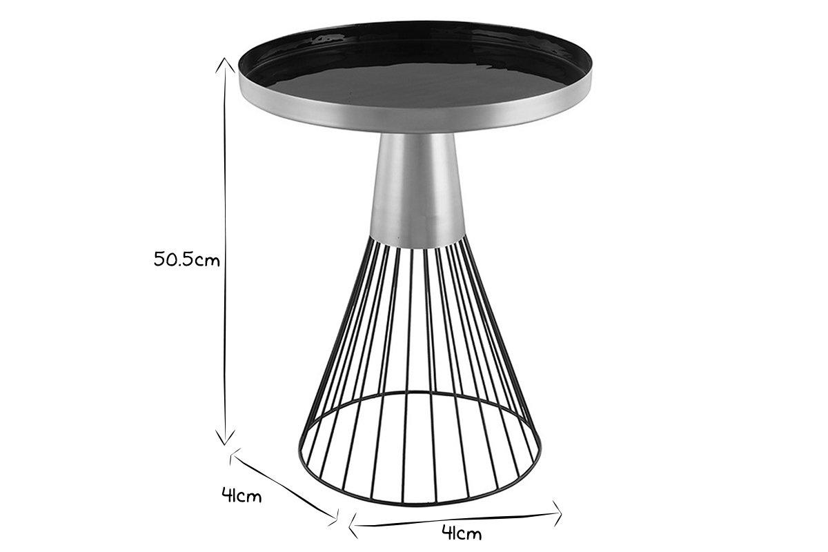Mesa auxiliar redonda de acero lacado negro y dorado 41cm dim. SPLEEN