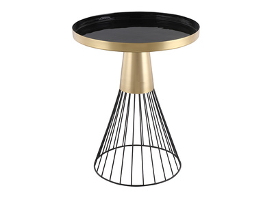 Mesa auxiliar redonda de acero lacado negro y dorado 41 cm diám. SPLEEN