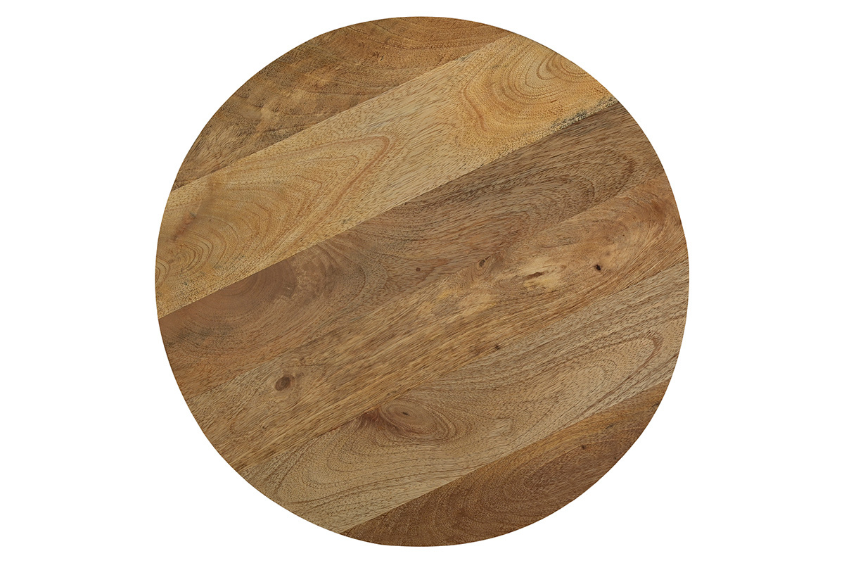 Bandeja redonda de madera maciza de mango de la mesa auxiliar VERONA, vista superior.
