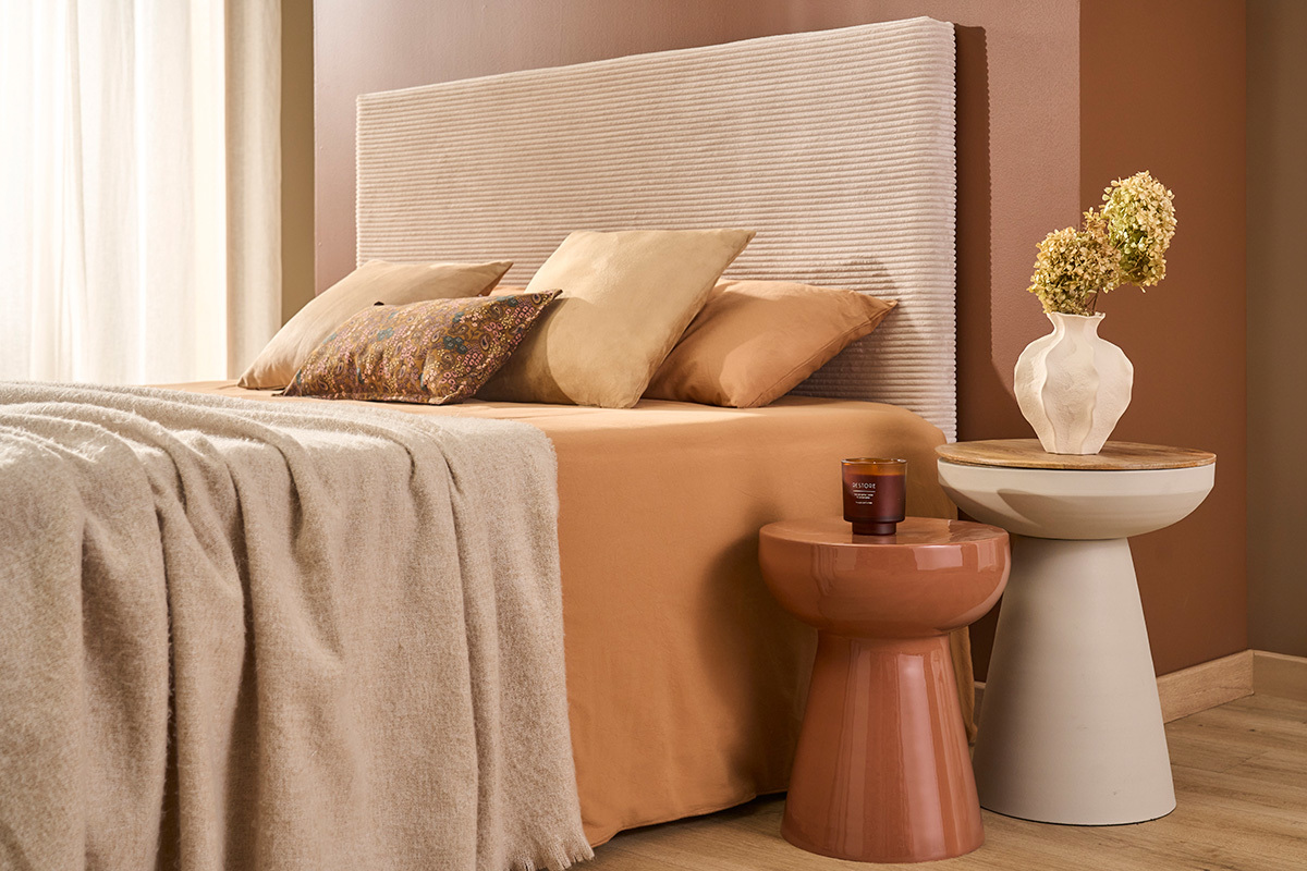 Mesa auxiliar redonda de metal esmaltado terracota D34 cm MOGOU