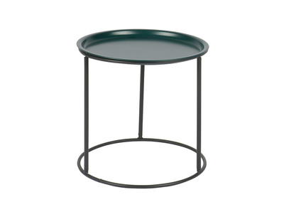 Mesa auxiliar redonda en metal azul petróleo 40cm ABEL - Mesa auxiliar redonda en metal azul petróleo 40cm ABEL
