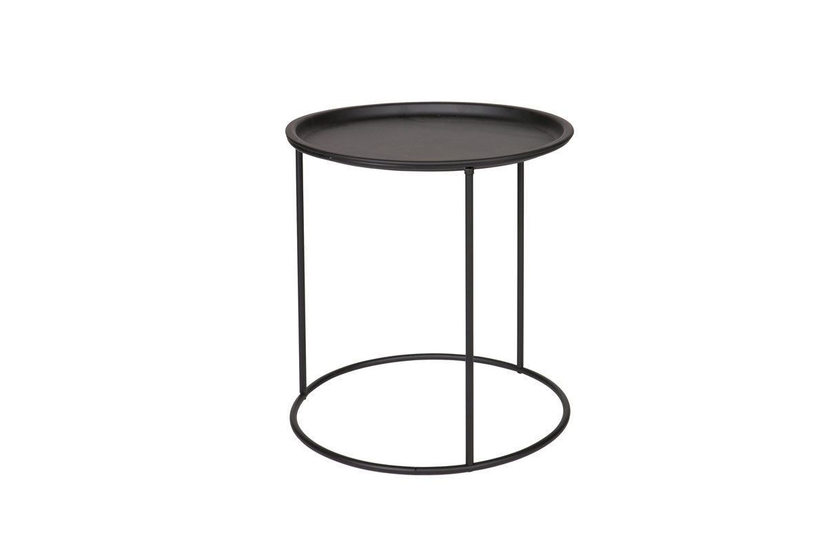 Mesa auxiliar redonda en metal negra 40cm ABEL