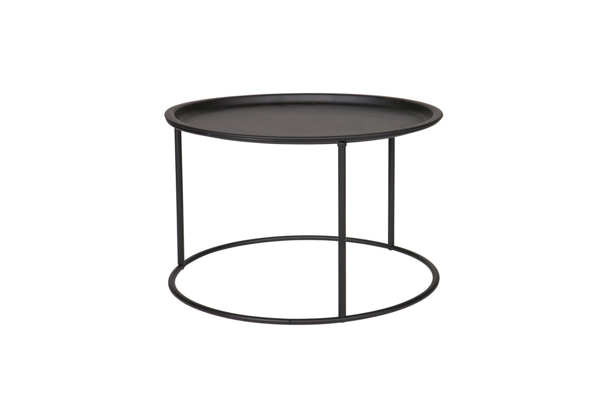 Mesa auxiliar redonda en metal negra 56cm ABEL