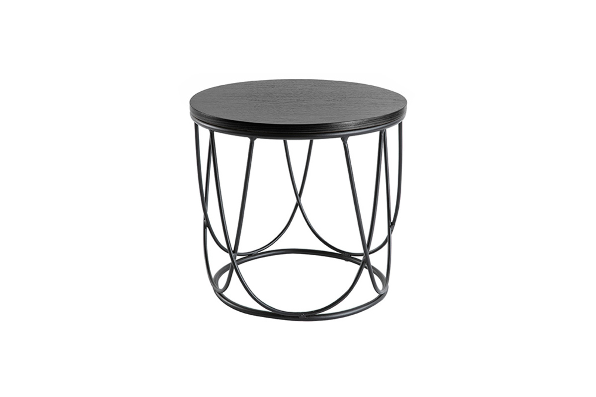 Mesa auxiliarmadera negra y metal L42 x H40 cm LACE