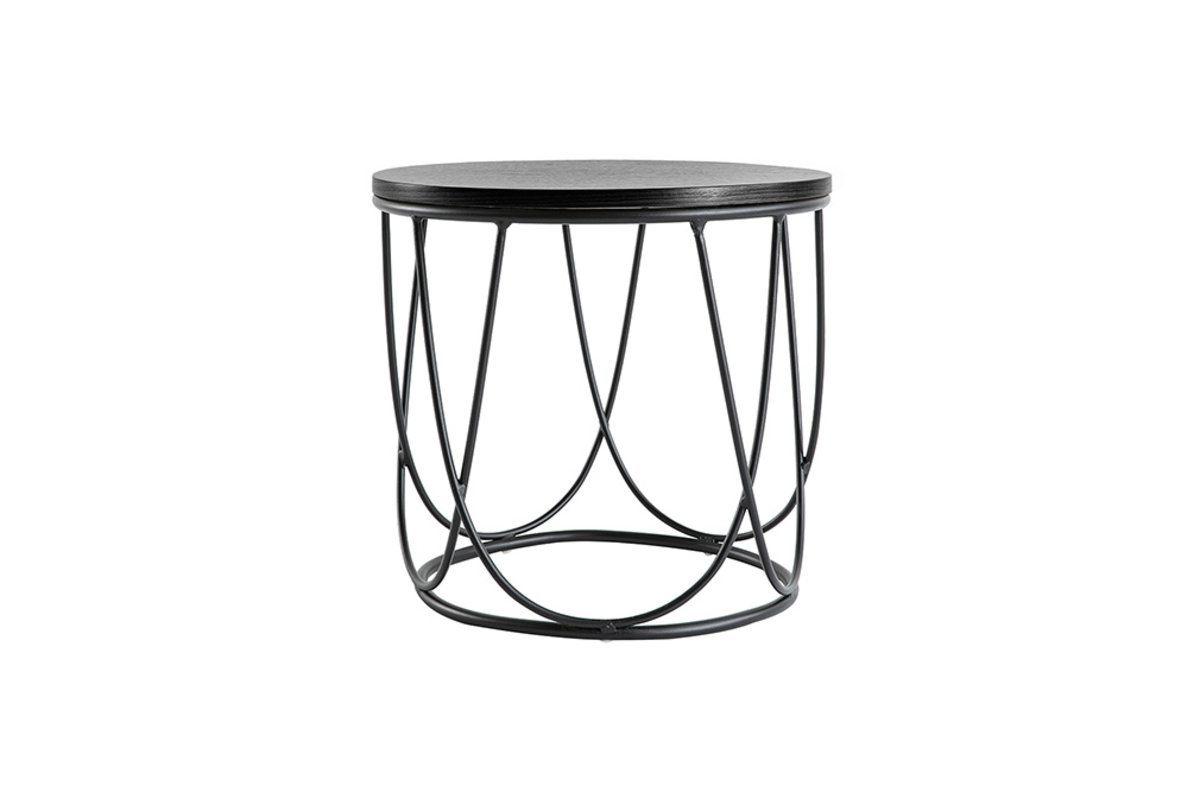 Mesa auxiliarmadera negra y metal L42 x H40 cm LACE