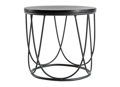 Mesa auxiliarmadera negra y metal L42 x H40 cm LACE - Mesa auxiliarmadera negra y metal L42 x H40 cm LACE