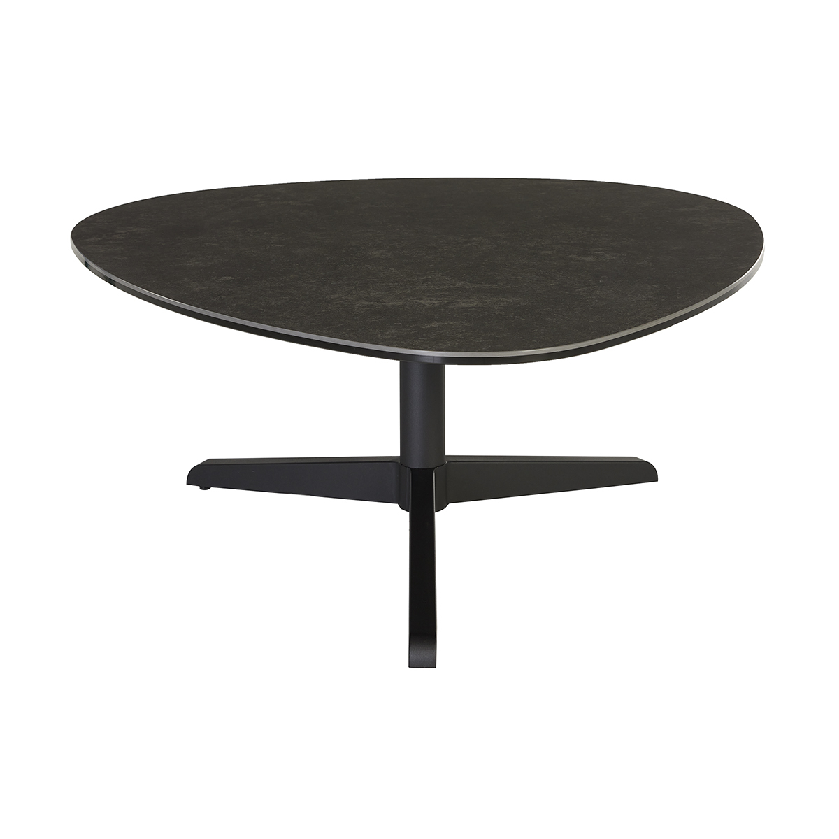 Mesa baja de diseño en cerámica negra y metal L84 cm LEWA