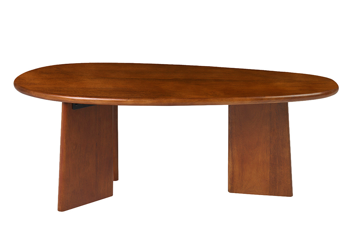 Mesa baja de dise�o en madera maciza de mango te�ida L100 cm WONKA