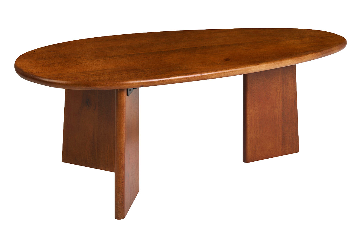 Mesa baja de dise�o en madera maciza de mango te�ida L100 cm WONKA