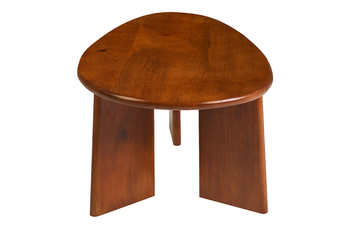 Mesa baja de dise�o en madera maciza de mango te�ida L100 cm WONKA