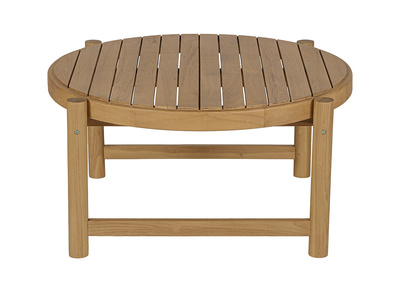 Mesa baja de jard&iacute;n redonda de madera teca maciza D80 cm MOANA