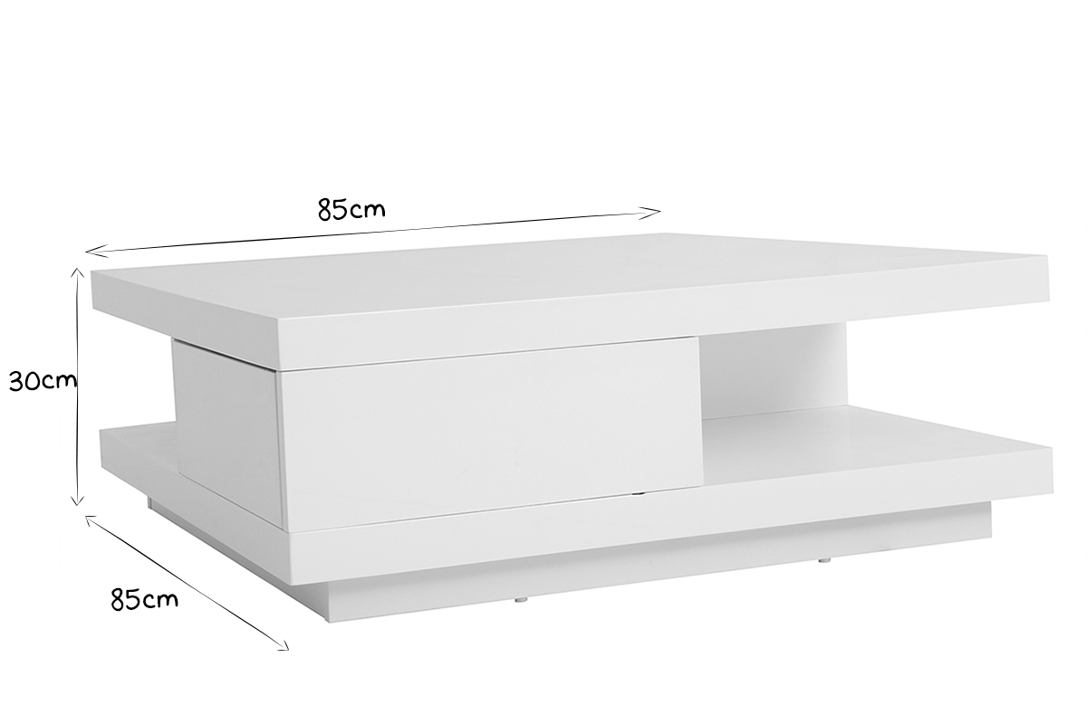 Mesa baja diseo 2 cajones blanca KARY