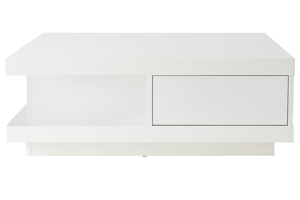 Mesa baja diseo 2 cajones blanca KARY
