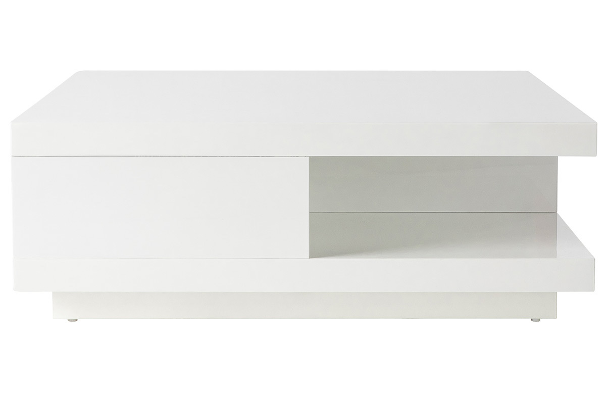 Mesa baja diseo 2 cajones blanca KARY