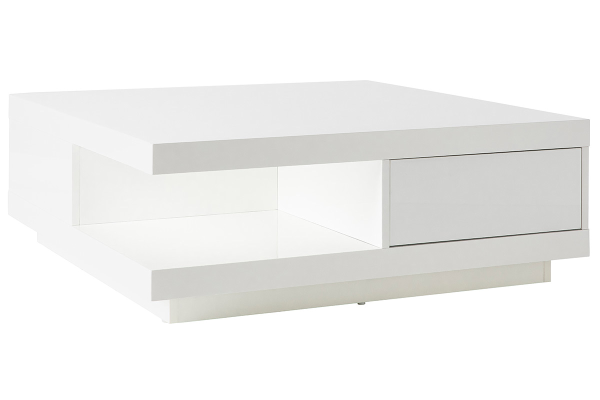 Mesa baja diseo 2 cajones blanca KARY