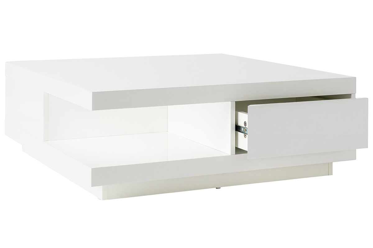 Mesa baja diseo 2 cajones blanca KARY