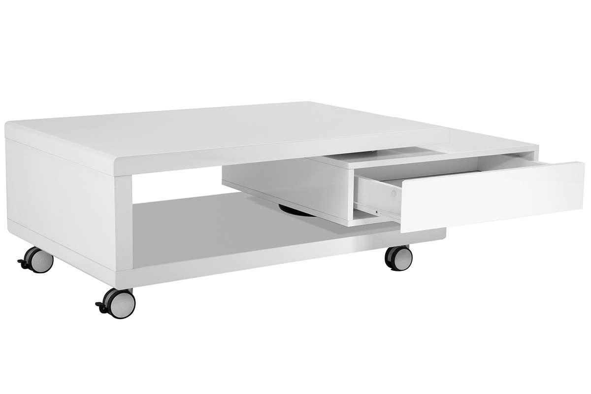 Mesa baja dise�o lacado blanco LIVO