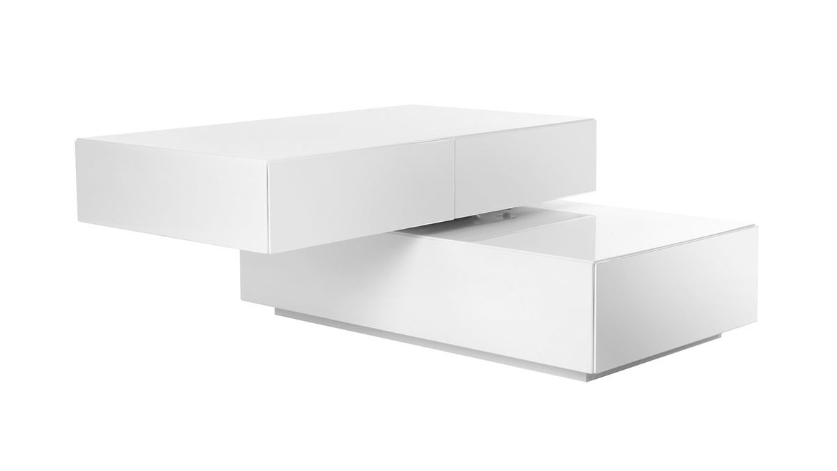 Mesa baja diseño pivotante 4 cajones blanca ELEA