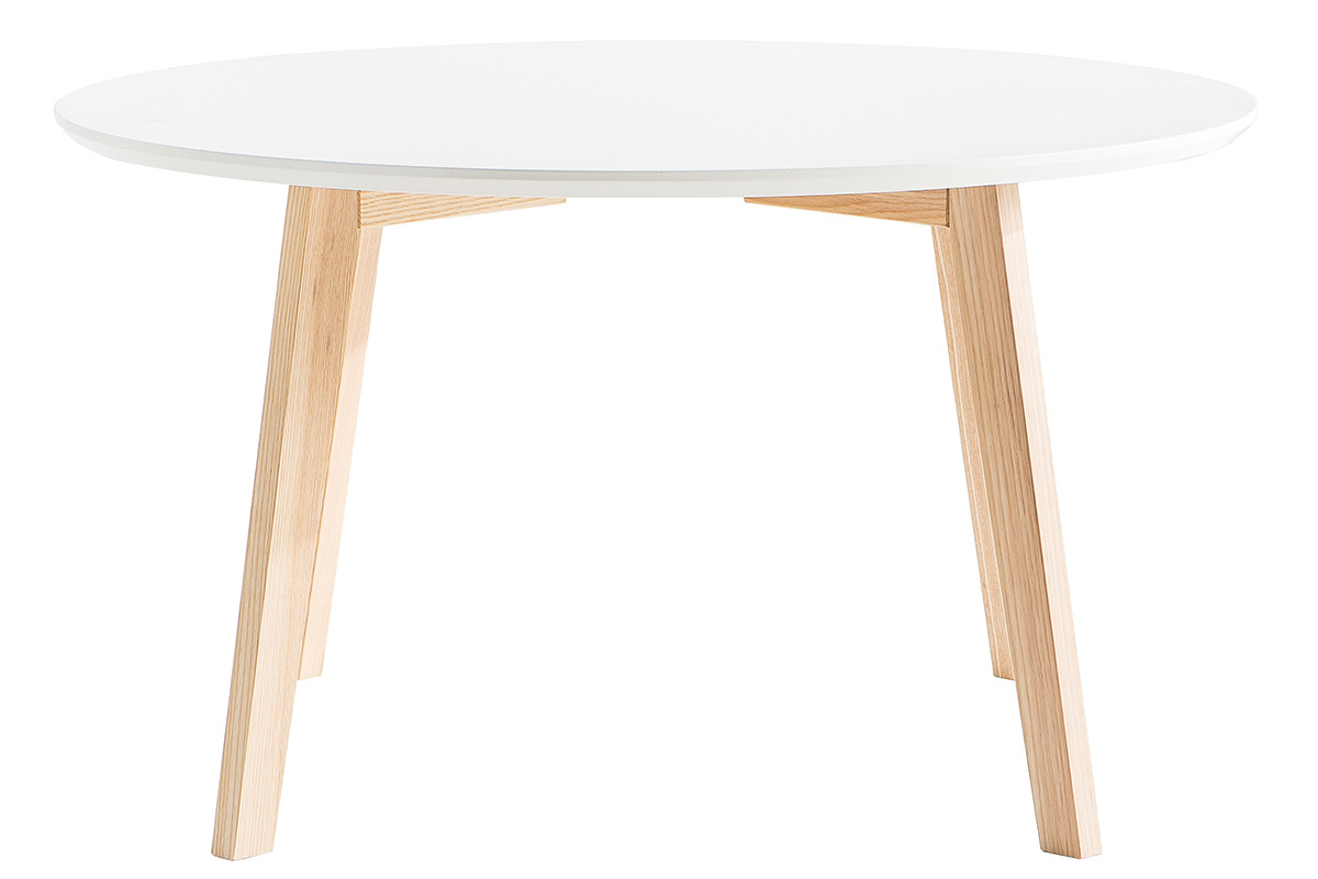 Mesa baja diseo redonda 80cm blanco mate  SARA