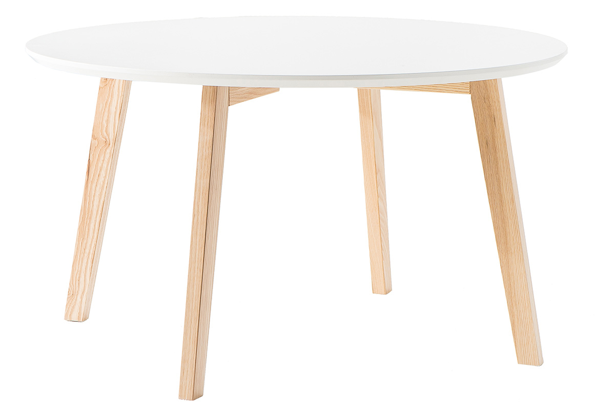 Mesa baja diseo redonda 80cm blanco mate  SARA