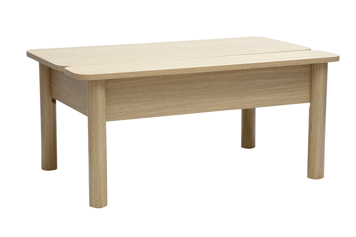 Mesa baja elevable acabado madera roble L100 cm BOLSO