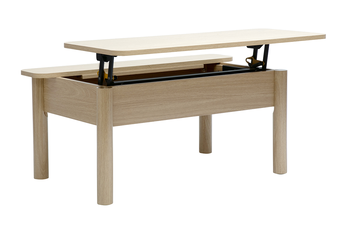 Mesa baja elevable acabado madera roble L100 cm BOLSO